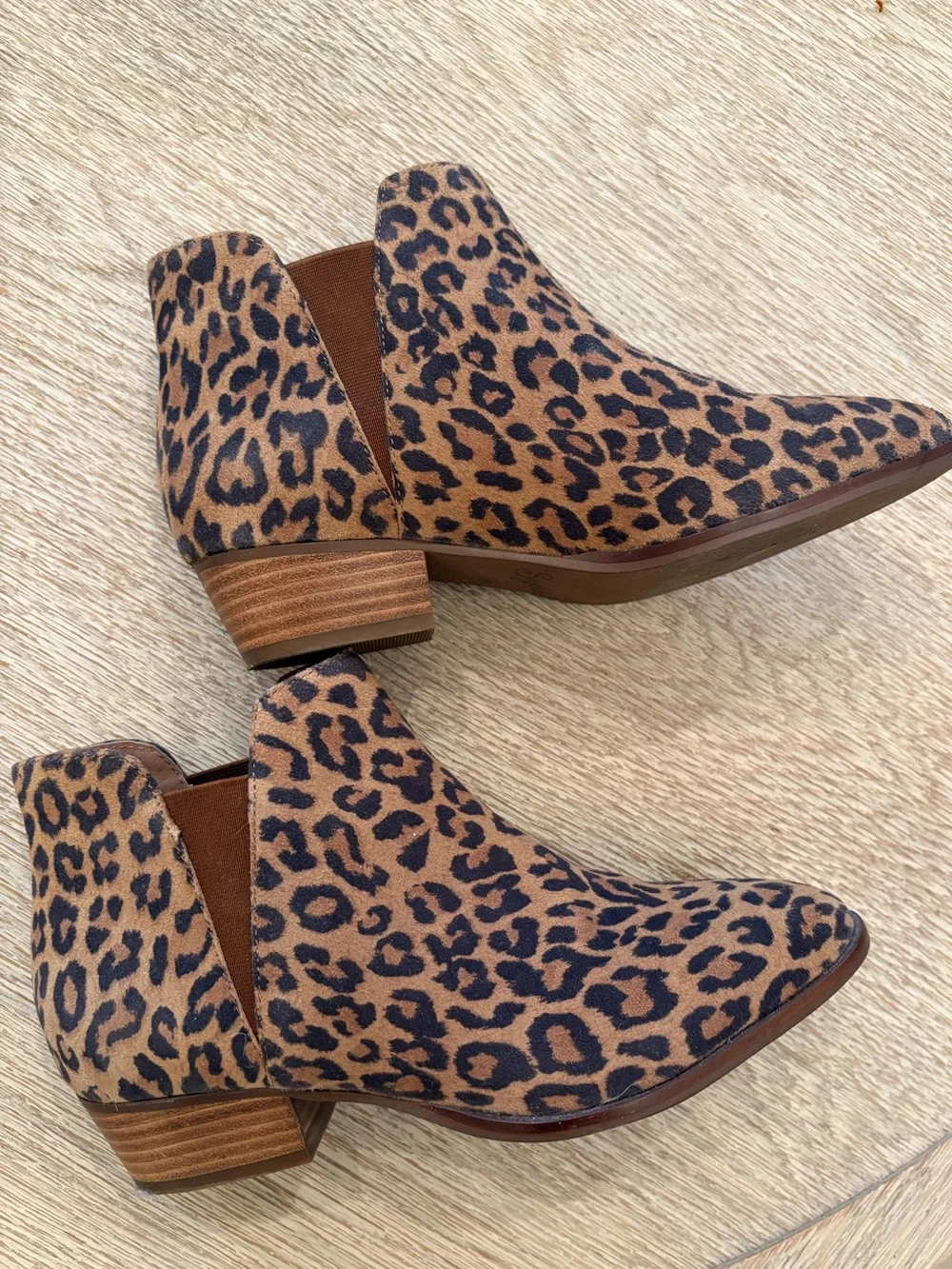 Seychelles Leather Suede Pull-On Leopard Print Ankle Booties